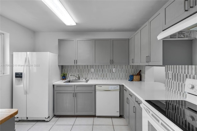 8425 SW 137th Ave Unit 8425, Miami, FL 33183 - kitchen with white appliances, a sink, gray cabinetry, and light countertops