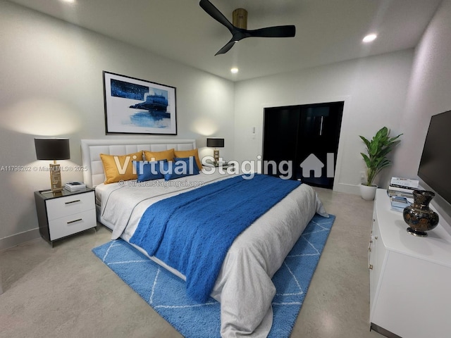 19614 SW 133rd Ct, Miami, FL 33177 - carpeted bedroom with recessed lighting, baseboards, and a ceiling fan