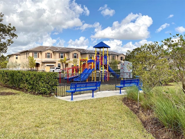 community playground with a residential view