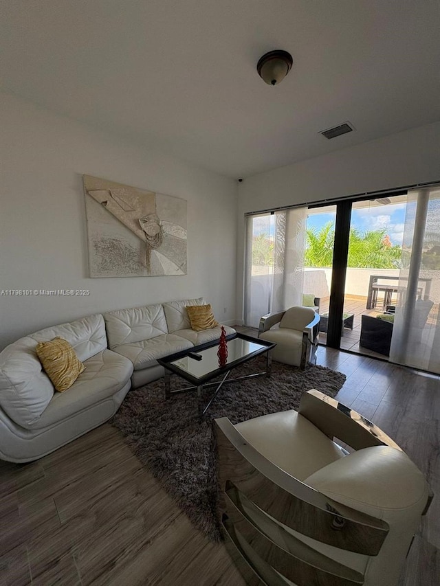 living area featuring wood finished floors