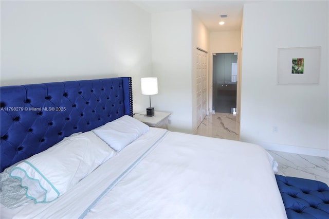 4962 NW 83rd Path Unit 4962, Doral, FL 33166 - bedroom with marble look tile flooring, baseboards, and recessed lighting