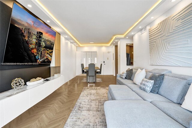 1980 S Ocean Dr Unit 19H, Hallandale Beach, FL 33009 - cinema room featuring recessed lighting and a tray ceiling