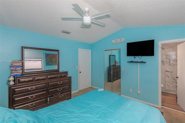 11733 NW 11th St, Pembroke Pines, FL 33026 - bedroom with lofted ceiling, a closet, light colored carpet, ceiling fan, and baseboards