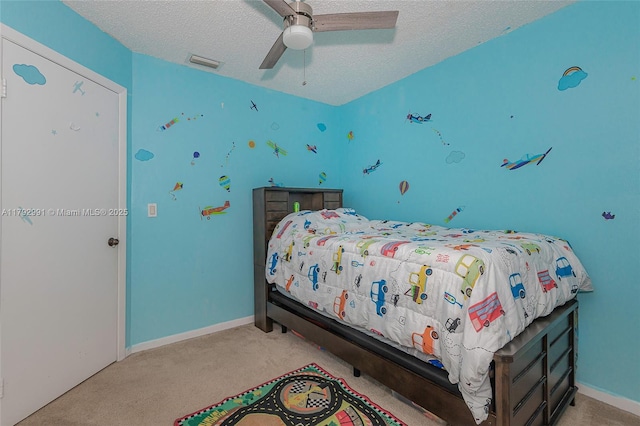 11733 NW 11th St, Pembroke Pines, FL 33026 - carpeted bedroom featuring a textured ceiling, a ceiling fan, and baseboards