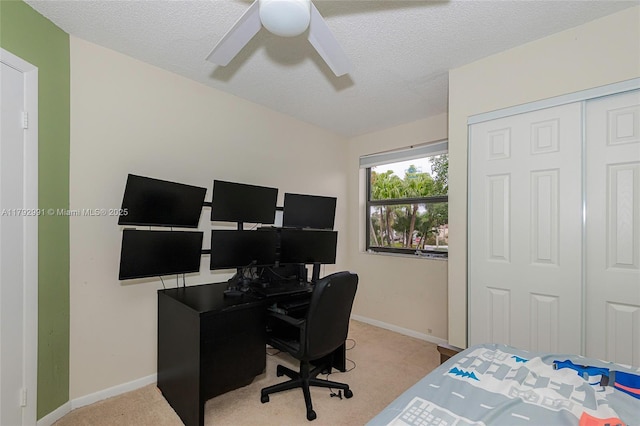 11733 NW 11th St, Pembroke Pines, FL 33026 - bedroom featuring light colored carpet, a closet, a desk, a ceiling fan, and baseboards