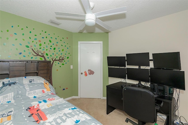 11733 NW 11th St, Pembroke Pines, FL 33026 - bedroom featuring carpet, a textured ceiling, a desk, and ceiling fan