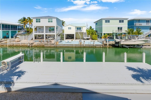 dock with a water view and a residential view