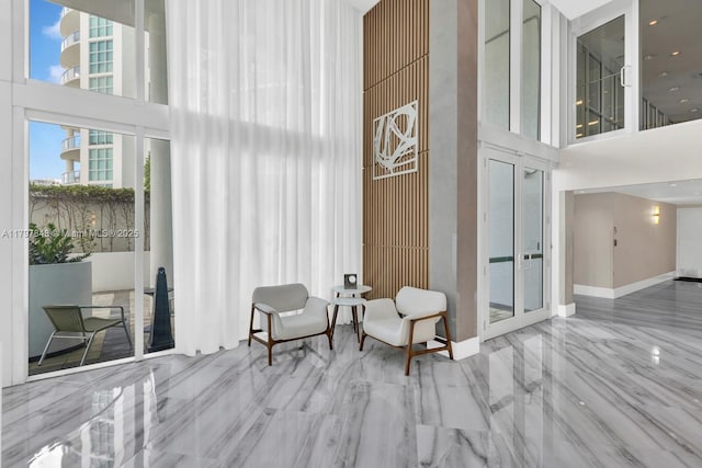 lobby with a high ceiling