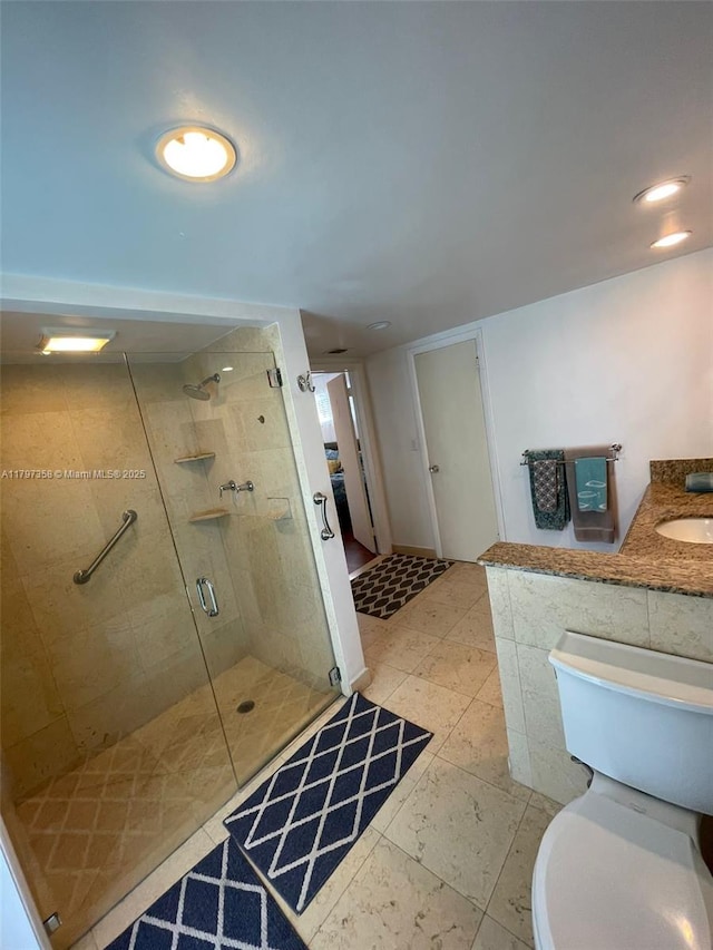 4410 N Buchanan St, Hollywood, FL 33021 - bathroom with a stall shower, a sink, toilet, and tile patterned flooring