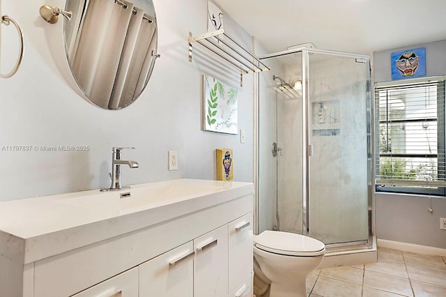 602 S Caloosahatchee Ave, Jupiter, FL 33458 - bathroom featuring tile patterned flooring, a shower stall, and vanity