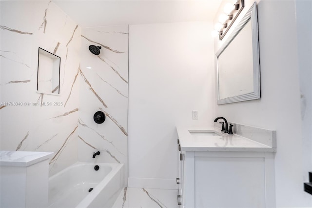 3531 NW 26th St, Lauderdale Lakes, FL 33311 - bathroom with shower / bath combination, vanity, and marble finish flooring