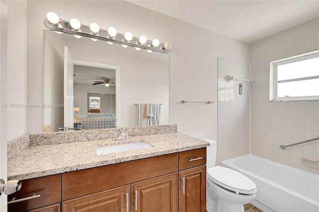 14030 Nesting Way Unit D, Delray Beach, FL 33484 - ensuite bathroom with vanity, shower / bath combination, and a ceiling fan