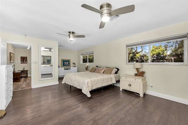 2221 N 46th Ave, Hollywood, FL 33021 - bedroom with dark wood finished floors, baseboards, and a ceiling fan