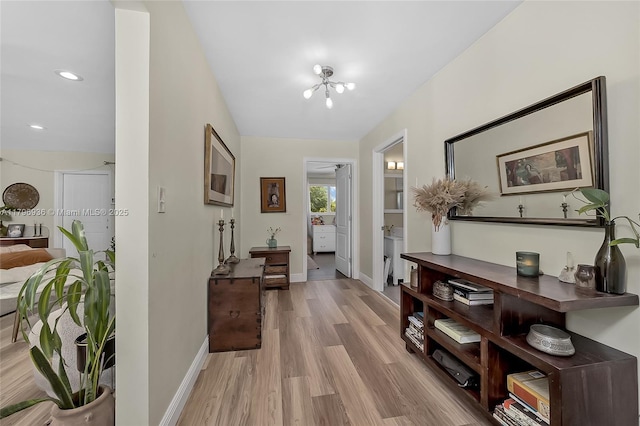 2221 N 46th Ave, Hollywood, FL 33021 - hall with baseboards, light wood-type flooring, and recessed lighting