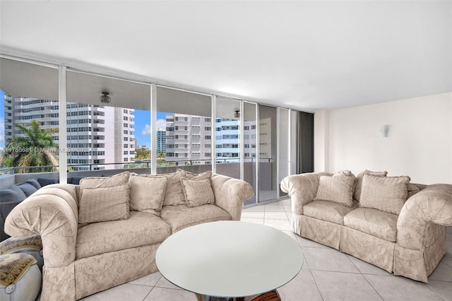 11 Island Ave Unit 512, Miami Beach, FL 33139 - living area featuring light tile patterned flooring and a city view