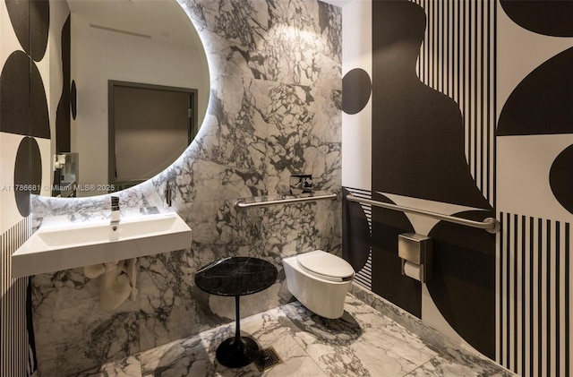 11 Island Ave Unit 512, Miami Beach, FL 33139 - half bath with toilet and marble tiled floors