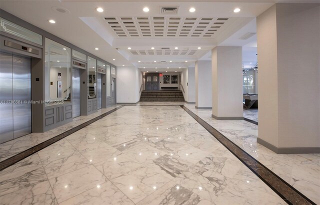 11 Island Ave Unit 512, Miami Beach, FL 33139 - community lobby with recessed lighting and coffered ceiling