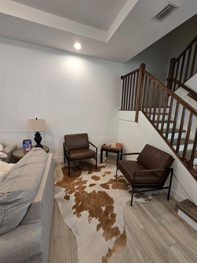 17545 SW 150th Ct, Miami, FL 33187 - living room with recessed lighting, stairs, wood finished floors, and baseboards