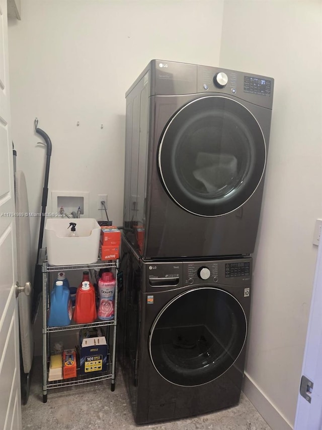 17545 SW 150th Ct, Miami, FL 33187 - clothes washing area with stacked washer / drying machine