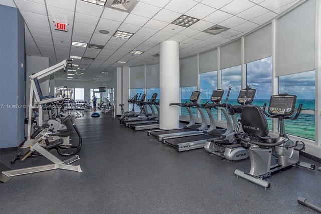 6365 Collins Ave Unit 3202, Miami Beach, FL 33141 - workout area featuring a drop ceiling