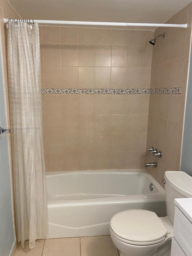 8335 SW 72nd Ave Unit 202D, Miami, FL 33143 - full bathroom with shower / bathtub combination with curtain, tile patterned flooring, toilet, and vanity