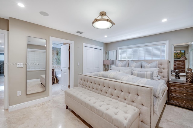 10921 SW 102nd Ct, Miami, FL 33176 - bedroom featuring recessed lighting, baseboards, a closet, and connected bathroom