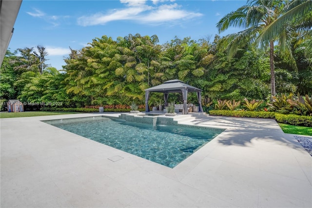 10921 SW 102nd Ct, Miami, FL 33176 - view of pool featuring a gazebo, a patio, and a pool with connected hot tub