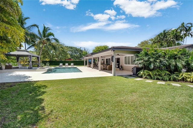 10921 SW 102nd Ct, Miami, FL 33176 - view of pool featuring a patio area, ceiling fan, and a gazebo