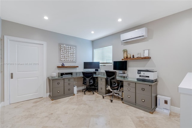 10921 SW 102nd Ct, Miami, FL 33176 - office area with a wall unit AC, built in desk, baseboards, and recessed lighting