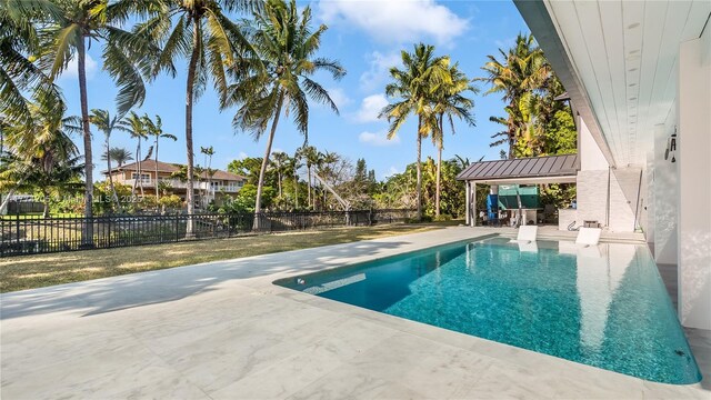 view of swimming pool featuring a patio and a fenced backyard