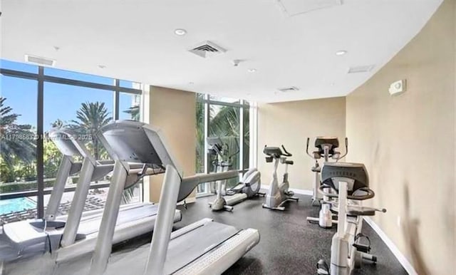 1745 E Hallandale Beach Blvd Unit 2007W, Hallandale Beach, FL 33009 - exercise room featuring baseboards and recessed lighting