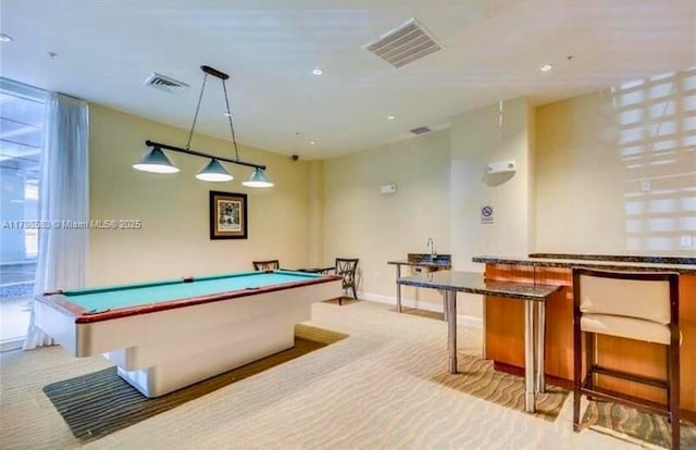 1745 E Hallandale Beach Blvd Unit 2007W, Hallandale Beach, FL 33009 - game room with pool table, light colored carpet, baseboards, and recessed lighting