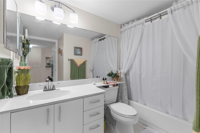2541 N Nob Hill Rd Unit 205, Sunrise, FL 33322 - bathroom with vanity, toilet, shower / bath combo, and tile patterned floors