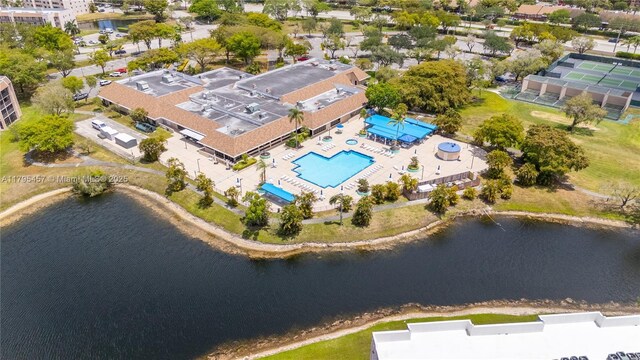 2541 N Nob Hill Rd Unit 205, Sunrise, FL 33322 - drone / aerial view of a pool and a nearby body of water