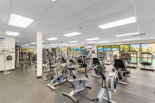 2541 N Nob Hill Rd Unit 205, Sunrise, FL 33322 - workout area featuring a paneled ceiling
