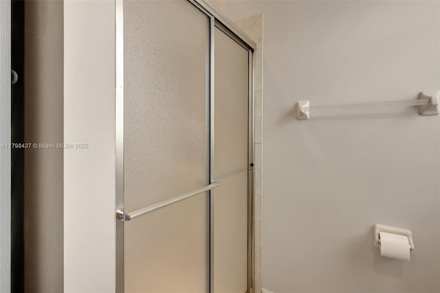 bathroom with a shower stall