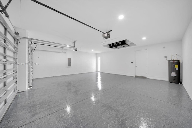 1212 NW 35th Pl, Cape Coral, FL 33993 - garage with electric water heater, electric panel, recessed lighting, and a garage door opener