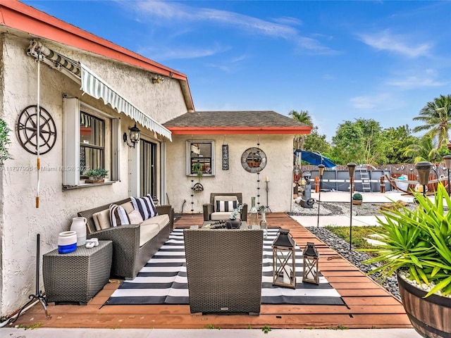 5206 NW 99th Ave, Sunrise, FL 33351 - view of patio with outdoor lounge area and a wooden deck