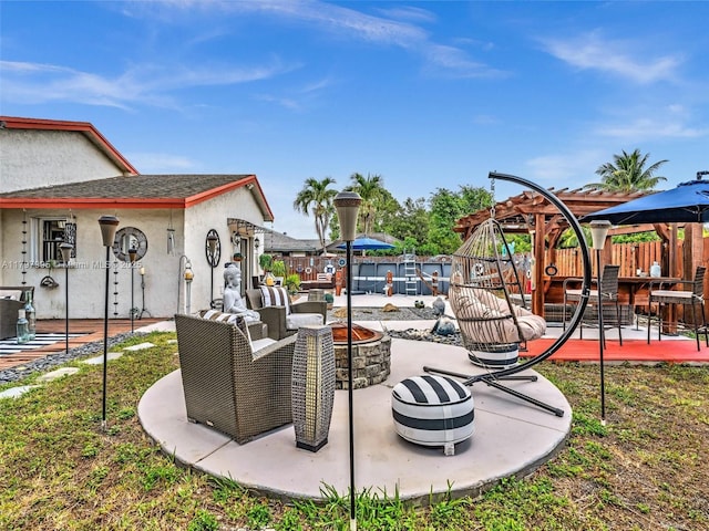 5206 NW 99th Ave, Sunrise, FL 33351 - view of play area with an outdoor fire pit, a patio area, and fence