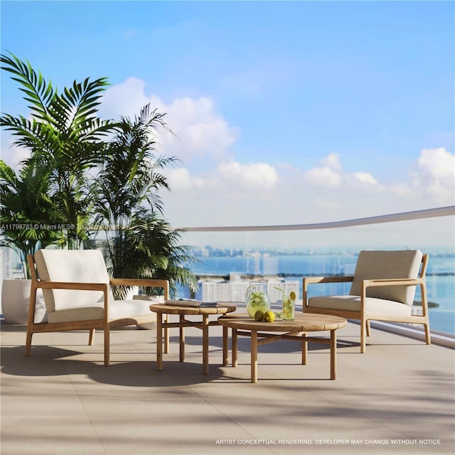 balcony with a water view