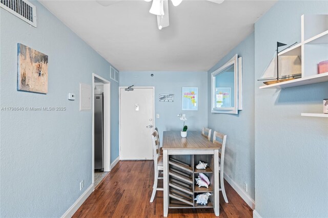 1000 W Ave Unit 308, Miami Beach, FL 33139 - dining space with baseboards, wood finished floors, and ceiling fan