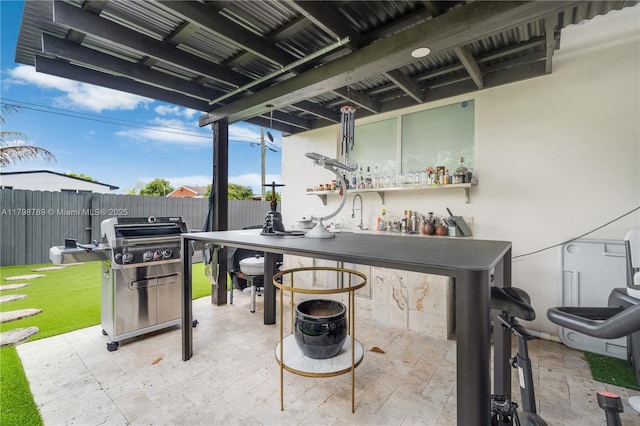 view of patio with area for grilling