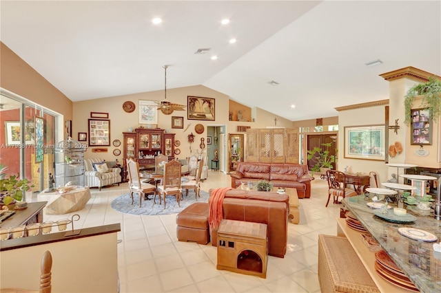 95 E Westwood Cir E, West Palm Beach, FL 33411 - living room with lofted ceiling and recessed lighting