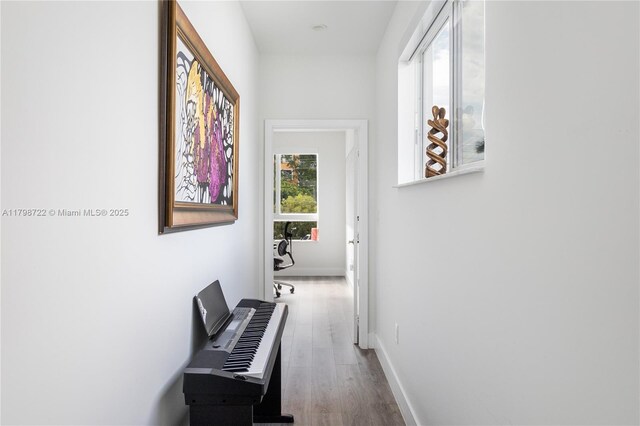 2475 NE 135th St, North Miami, FL 33181 - hallway with wood finished floors and baseboards