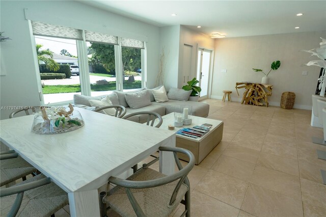 2711 NE 57th Ct, Fort Lauderdale, FL 33308 - living room with recessed lighting and light tile patterned floors