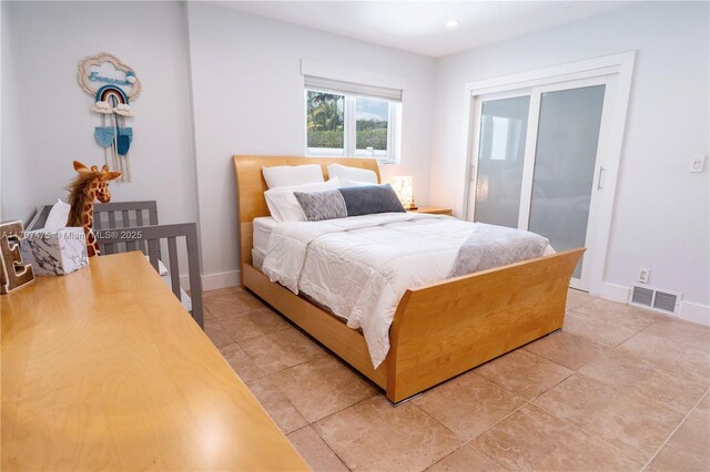 2711 NE 57th Ct, Fort Lauderdale, FL 33308 - bedroom with baseboards, recessed lighting, and access to outside