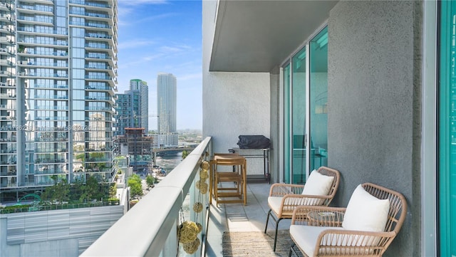 balcony with a view of city