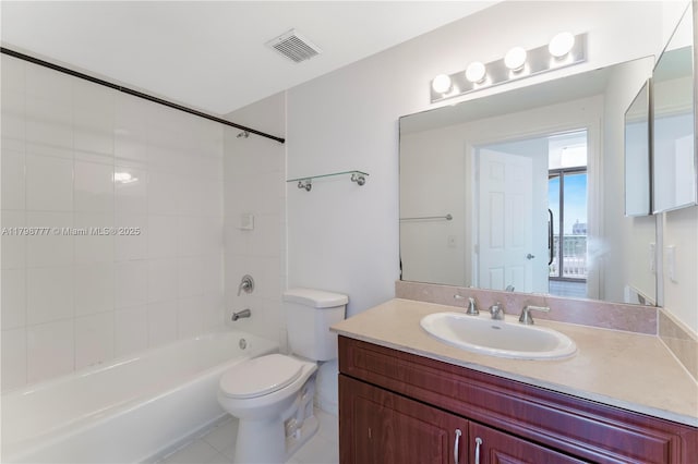 2425 SW 27th Ave Unit 1408, Miami, FL 33145 - bathroom with toilet, vanity, bathtub / shower combination, and tile patterned flooring