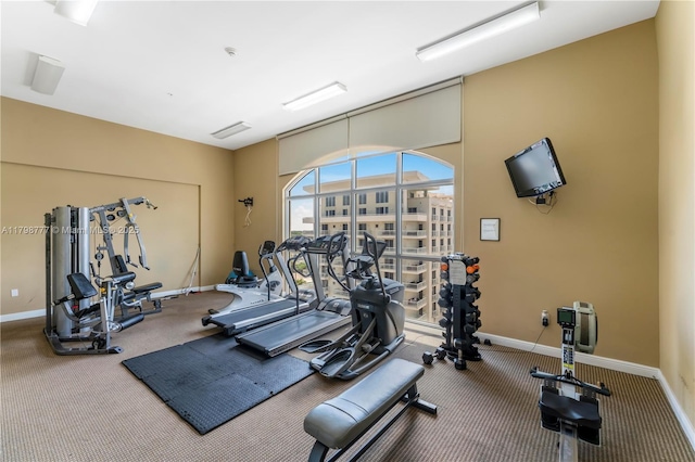 2425 SW 27th Ave Unit 1408, Miami, FL 33145 - workout area featuring carpet and baseboards