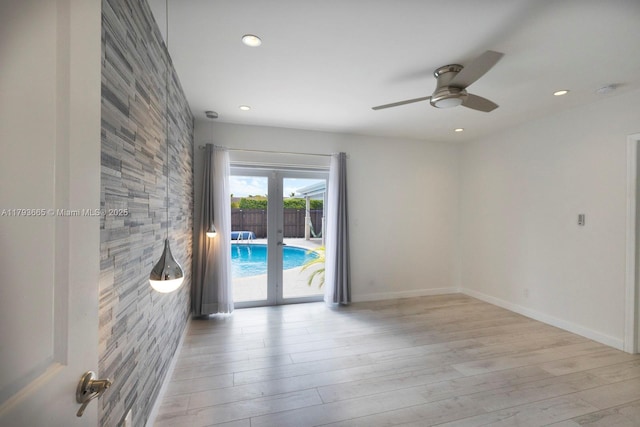 11210 SW 181st St, Miami, FL 33157 - empty room featuring ceiling fan, wood finished floors, and recessed lighting